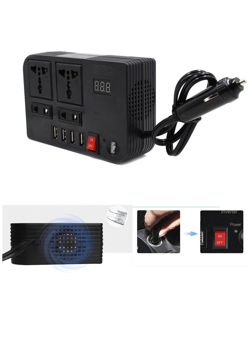 Car Power Inverter, 12V DC to AC 220V Car Power Inverter, 300W Multi Protection Car Charger Power Inverter for Vehicle with 4 USB Ports - Image 5
