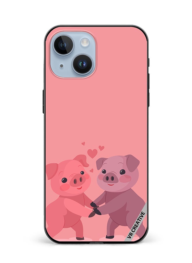 VR CREATIVE Protective Case Cover For Apple iPhone 15 Plus Love Pig Design Multicolour - Image 1