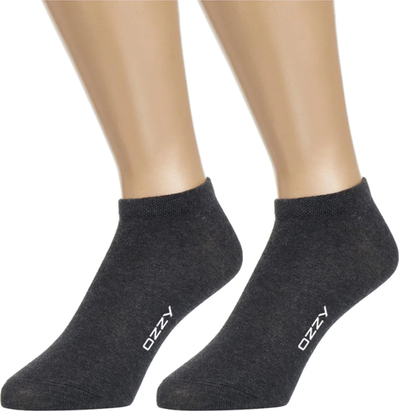 Ozzy Socks 5 Pairs Seamless Cotton Anthracite Unisex Booties Socks Summer Durable Heel and Toe