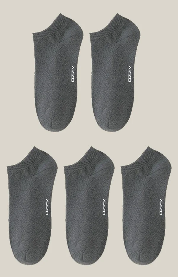 Ozzy Socks 5 Pairs Seamless Cotton Anthracite Unisex Booties Socks Summer Durable Heel and Toe