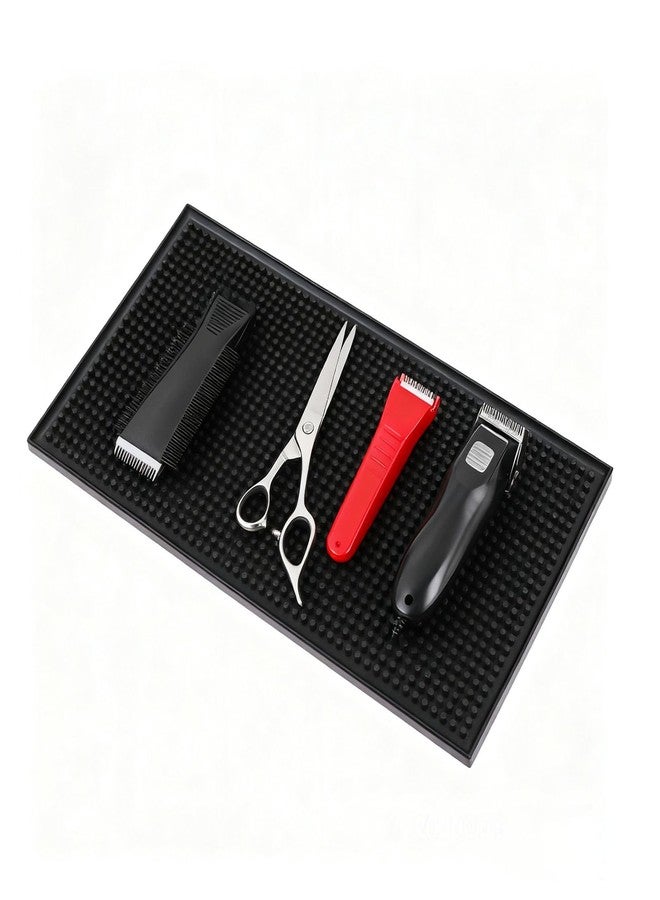 ALLGLAM Barber Mat, 12x6 Inches Anti-Slip Flexible Rubber Station Mat for Clippers & Scissors Professional Countertop Protection Pad for Barber, Hair Salon Tools & Spa - Image 1