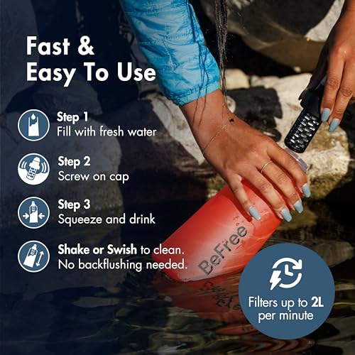 Katadyn BeFree AC 1L Soft Water Filter Bottle – Red, Ultralight & Collapsible Flask, First-of-Its-Kind Activated Carbon Filter Improves Taste & Odors, Ideal for Hiking, Travel, Sports & Emergencies - Image 4