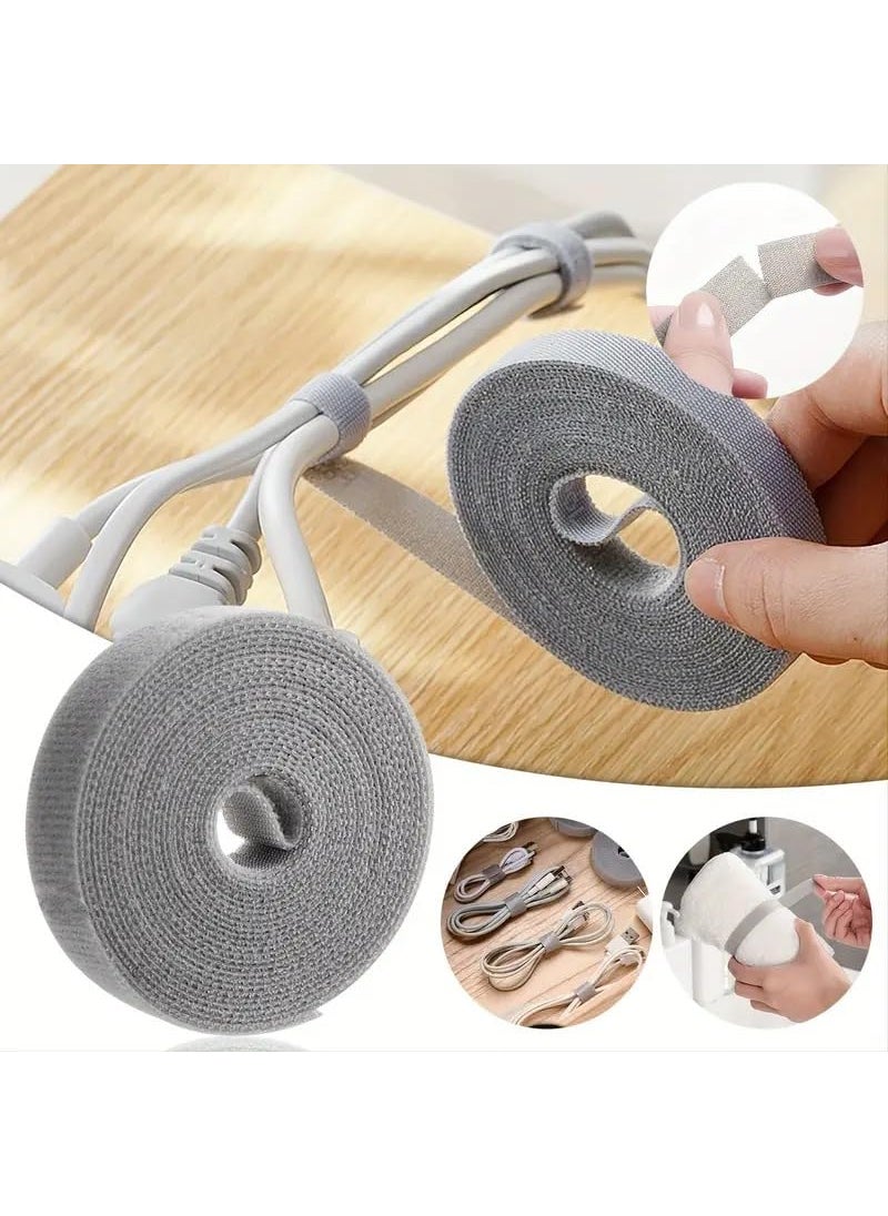 PURCHASE ZONE PURCHASE ZONE Hook And Loop Tape Strap Cable Ties Fastener Sticky Self Adhesive Nylon Fabric Roll Wrap 08 cm Wide Reusable For Cutting Custom Length 450 cm Cord Wire Fastening 1 pic roll grya  - Image 2