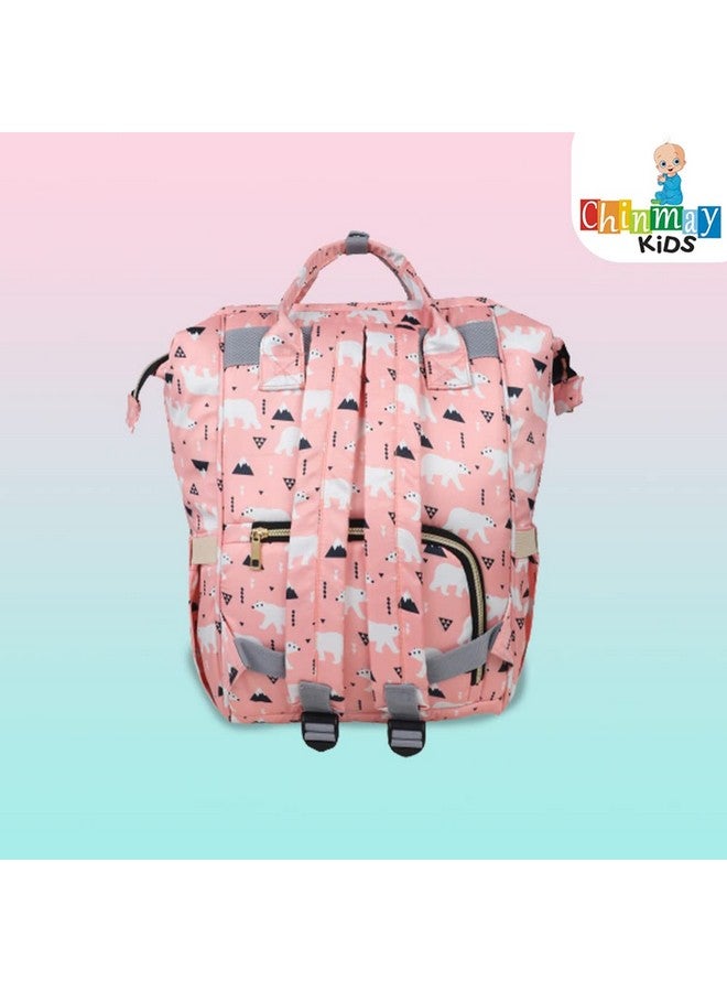 Chinmay Kids Diaper Bag Nursing Maternity Backpack Waterproof Multifunctional Travel Bag Large Size (20 X 18 X 40 Cms)(Blue) (Peach Bear)  - Image 4