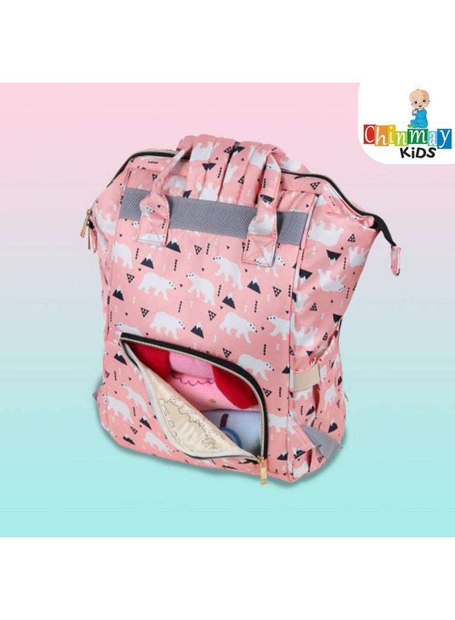Chinmay Kids Diaper Bag Nursing Maternity Backpack Waterproof Multifunctional Travel Bag Large Size (20 X 18 X 40 Cms)(Blue) (Peach Bear)  - Image 5