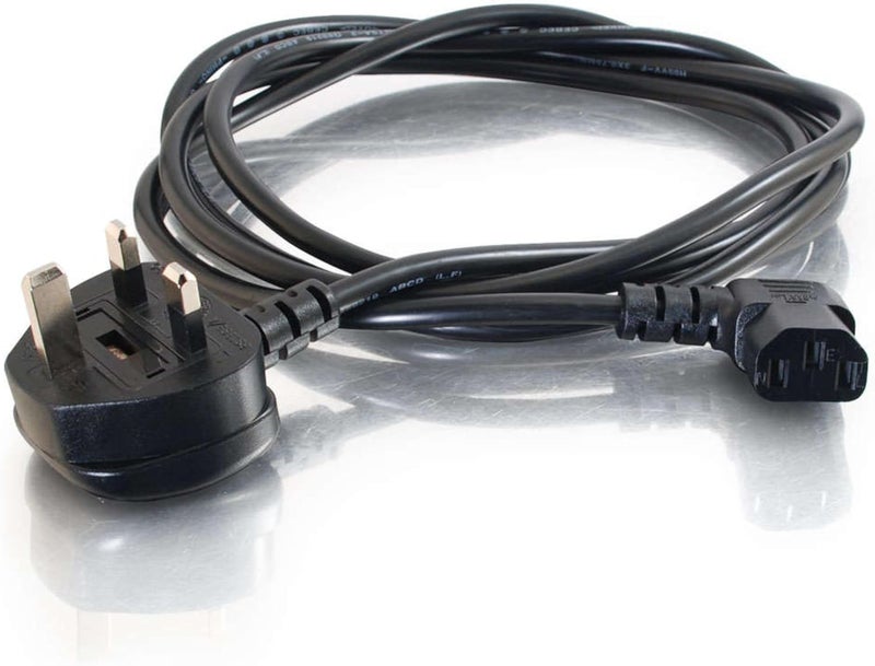 سي2جي 82035 1 متر كابل طاقة بزاوية 90 درجة 18 AWG (من IEC320C13R إلى BS1363) سلك غلاية بزاوية قائمة، أسود - Image 2