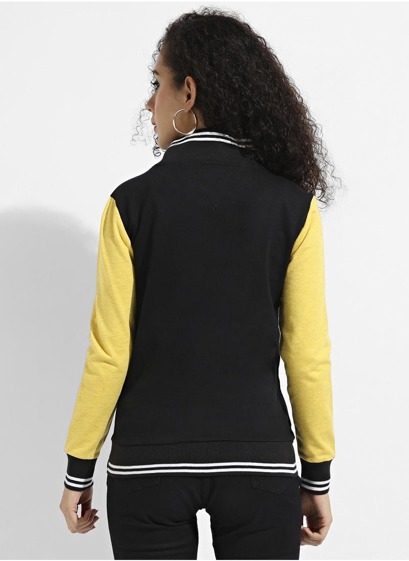 Campus Sutra Colourblock Sweatshirt With Ribbed Hem  - Image 5