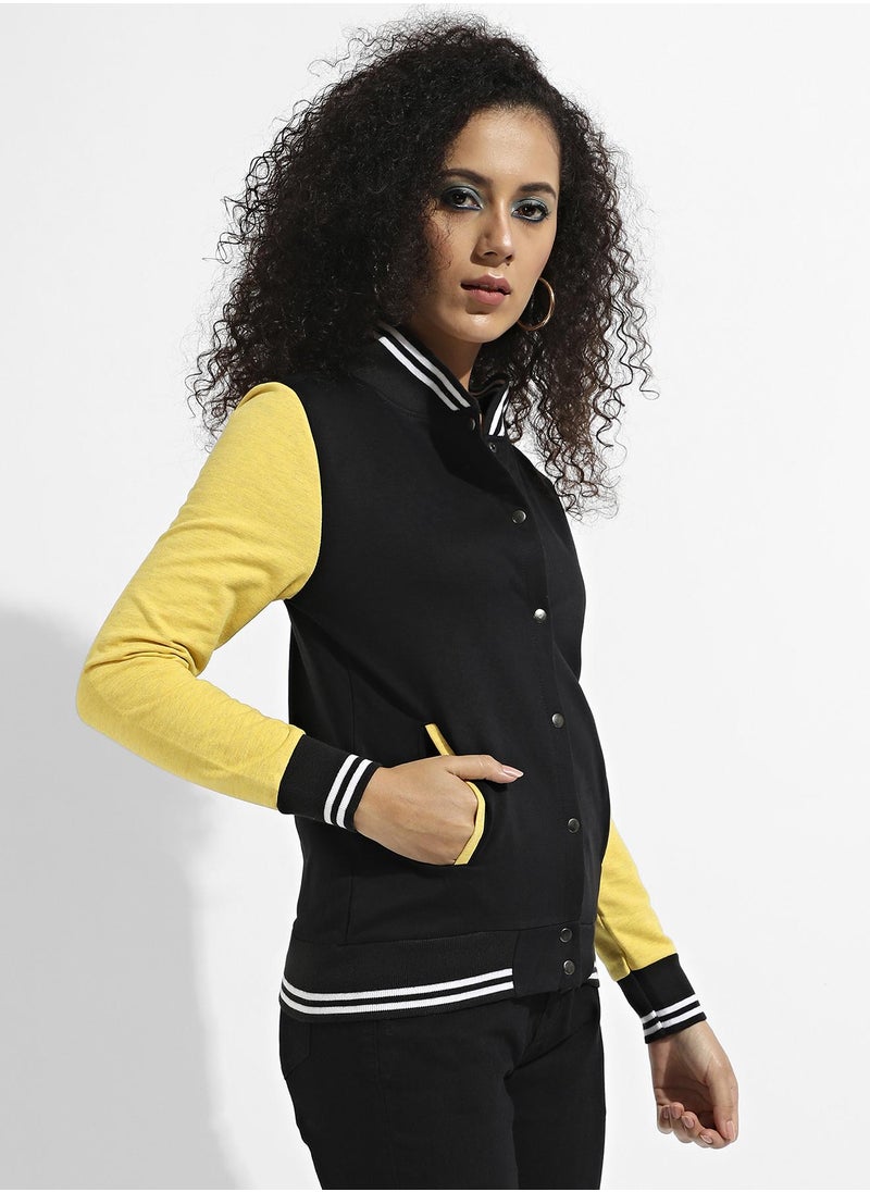 Campus Sutra Colourblock Sweatshirt With Ribbed Hem  - Image 3