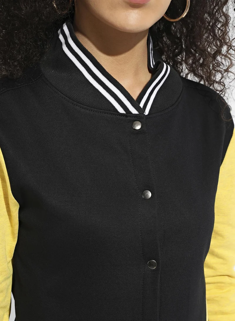 Campus Sutra Colourblock Sweatshirt With Ribbed Hem