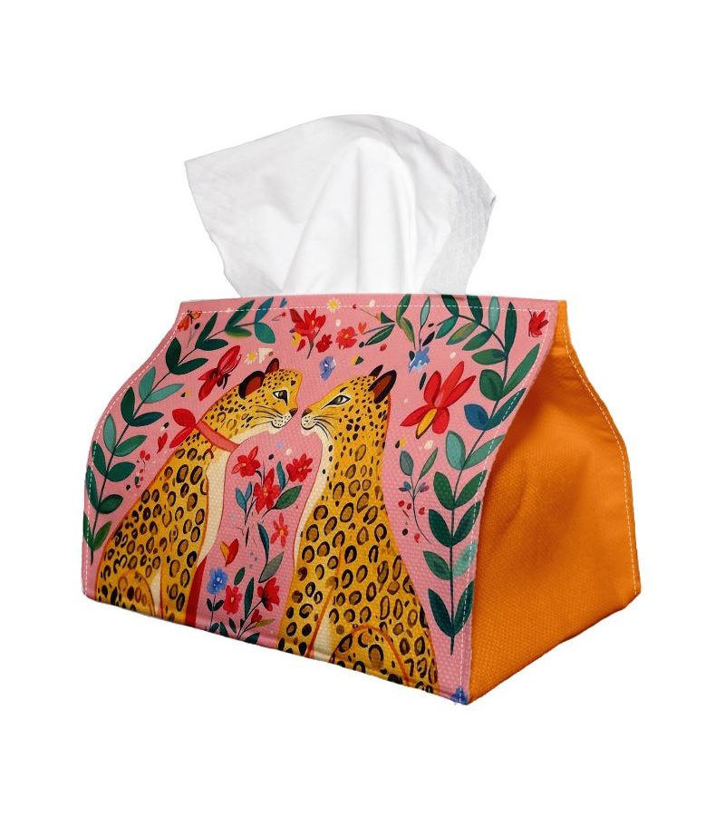 Tissue Box Leopard Floral Pink Boho Napkin Dispenser 1PC 12.5x17x23cm - Image 3