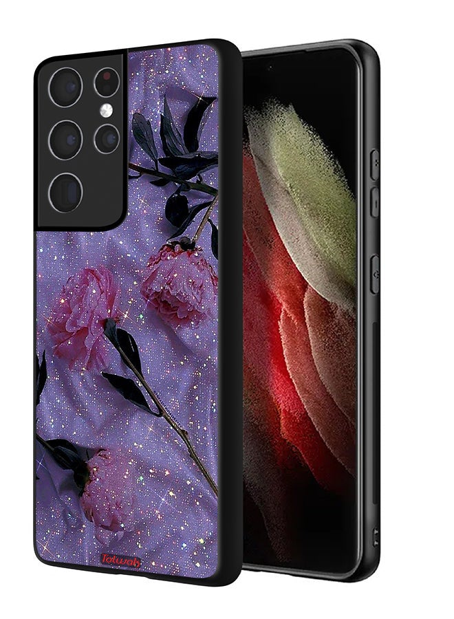 Tolwak Samsung Galaxy S21 Ultra 5G Protective Case Cover Glitter Roses - Image 1