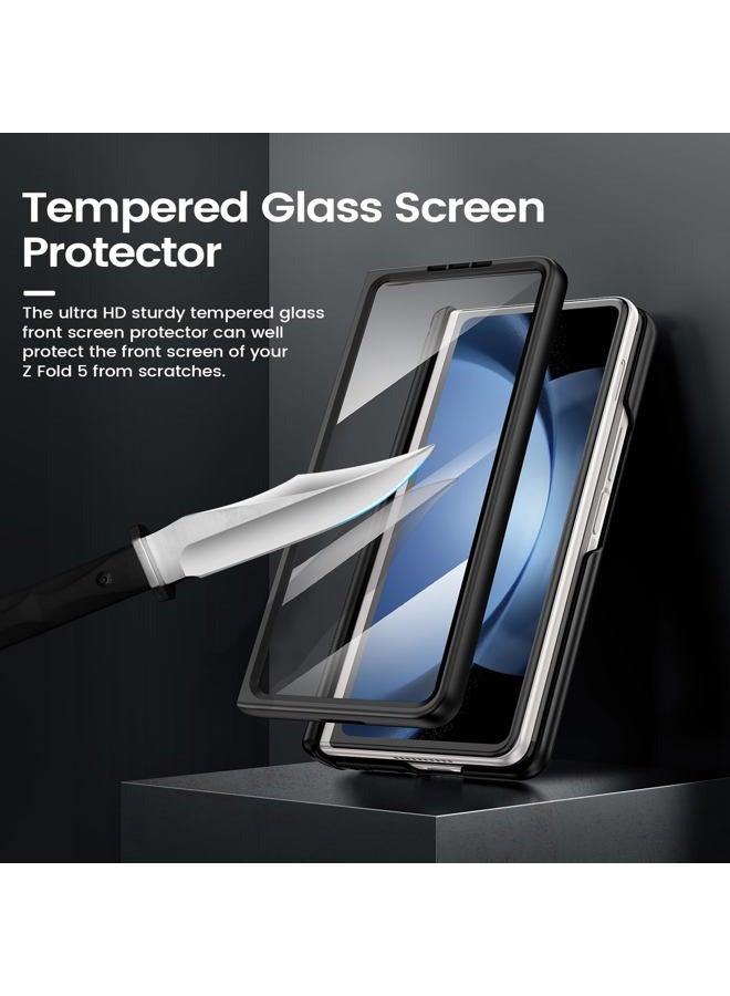 Vego for Galaxy Z Fold 5 Case with Belt Clip Holster, 360°Ring Magnetic Kickstand & Camera Cover & Front Screen Protector, Hinge Protection Shockproof Armor Cover - Black - Image 5