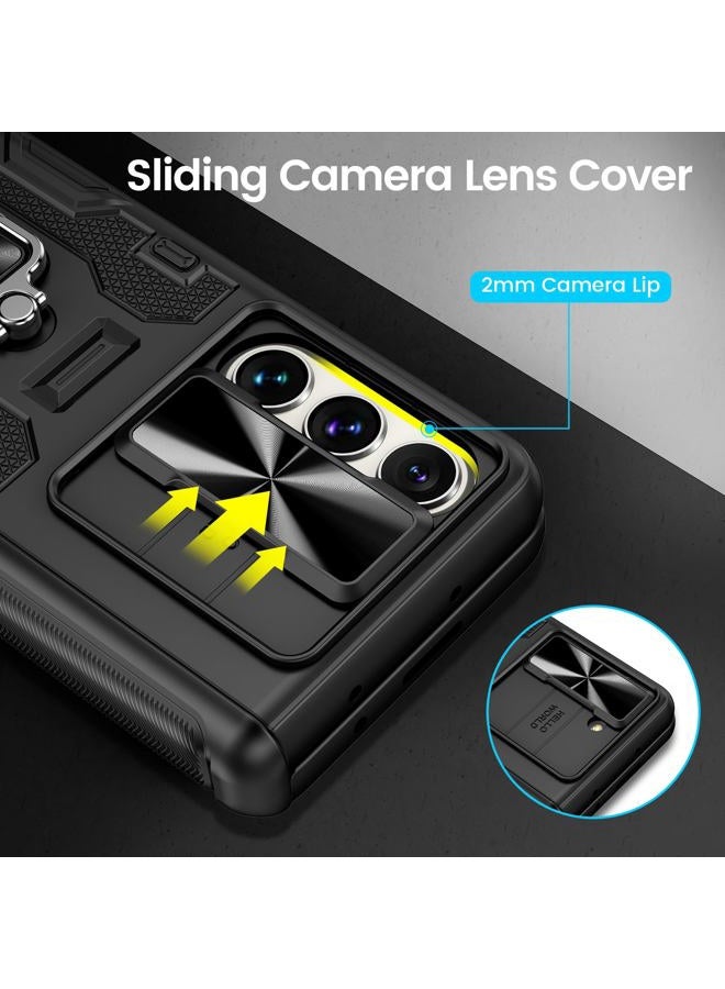 Vego for Galaxy Z Fold 5 Case with Belt Clip Holster, 360°Ring Magnetic Kickstand & Camera Cover & Front Screen Protector, Hinge Protection Shockproof Armor Cover - Black - Image 3
