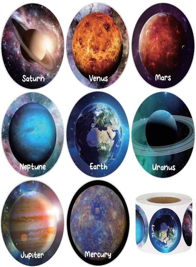 Hohamn 600Pcs Planet Solar System Stickers Roll for Kids 1.5 Inch Round Space Stickers for Boys Girls Solar System Party Favors Gifts Decoration Teachers Student Classroom Reward - Image 1