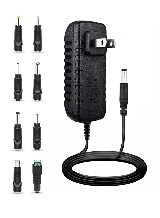ANNISITE 12V 2A Power Supply, Universal Power Adapter with 8 Selectable Plug, Power Adapter for Led Power Supply, CCTV Camera, BT Speaker, GPS, Webcam, Router - 2000mA Max - Image 1