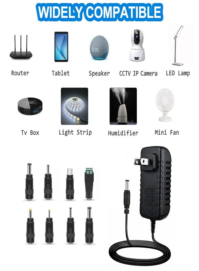 ANNISITE 12V 2A Power Supply, Universal Power Adapter with 8 Selectable Plug, Power Adapter for Led Power Supply, CCTV Camera, BT Speaker, GPS, Webcam, Router - 2000mA Max - Image 2