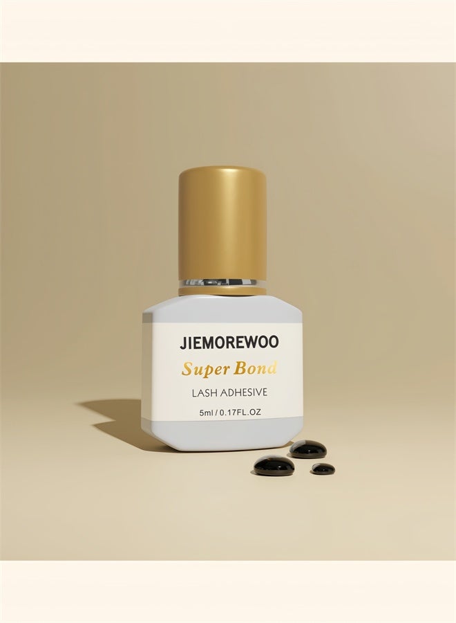 رموش جيمورو صمغ تمديد الرموش سريع الجفاف – لاصق رموش 5 مل بثبات قوي، بخار منخفض، يجف خلال ثانية واحدة، يدوم طويلاً للرموش الكلاسيكية والحجم - Image 1