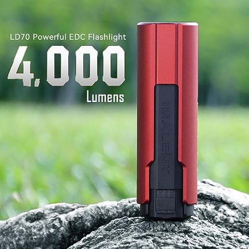 IMALENT LD70 Pocket EDC Flashlight, 4000 Lumens Compact Bright Powerful Flashlights with CREE XHP70.2 LED, Rechargeable Handheld Torch for Camping and Hiking (Red) - Image 3