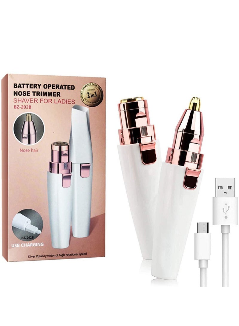 Electric Eyebrow Trimmer, Facial Hair Removal for Women, Painless Epilator Hair Remover Device with 2 Pcs Replacement Heads , USB Rechargeable Face Electric Razor and Trimmer for Ladies Lip, Chin, Arms - Image 2