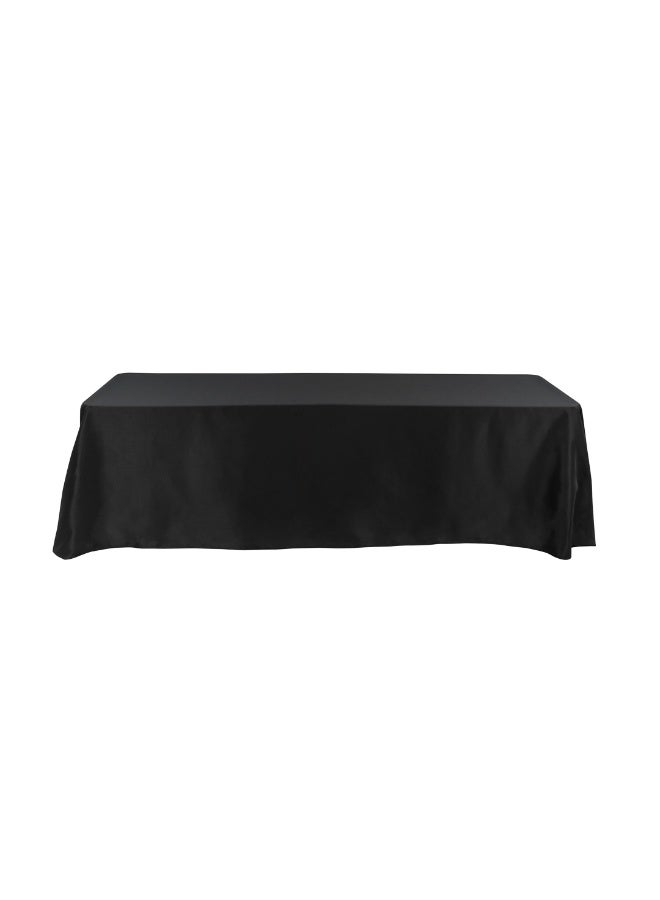 Restaurantware Table Tek 90 x 132 Inch Rectangle Table Covers, 10 Washable Spandex Tablecloths - Wrinkle-Free, Durable, Black Polyester Fitted Tablecloths, For Parties, Banquets, or Weddings,  - Image 1