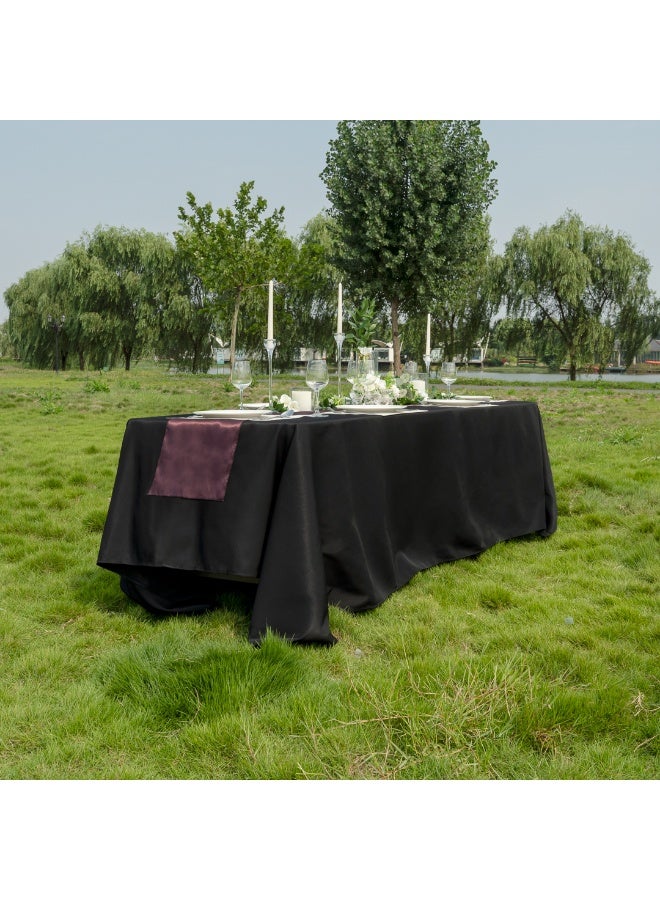 Restaurantware Table Tek 90 x 132 Inch Rectangle Table Covers, 10 Washable Spandex Tablecloths - Wrinkle-Free, Durable, Black Polyester Fitted Tablecloths, For Parties, Banquets, or Weddings,  - Image 5
