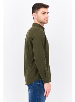 Algspar Men Regular Fit Plain Long Sleeves Casual Shirt, Dark Green  - Image 2