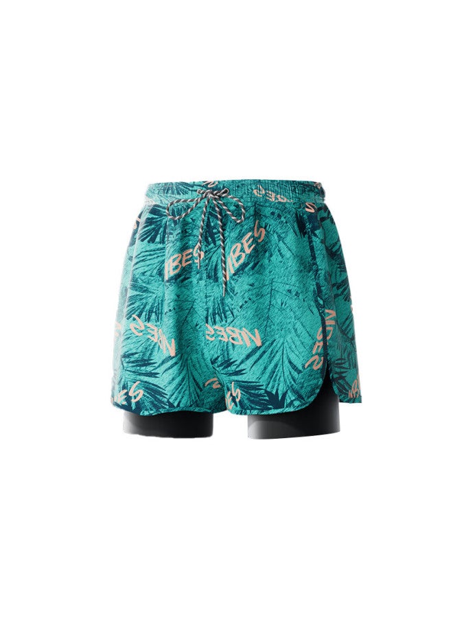 F.dyraa Men's Swim Trunks Double-layer Boxer Shorts Youth Swimming Pool Hot Spring Swimwear Set Of 3 25060 Navy Blue L
