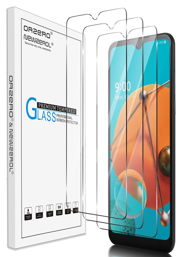 Orzero (3 Pack) Tempered Glass Screen Protector Compatible for LG K51,Q51, Protector De Pantalla 2.5D Arc Edges High Definition Bubble Free Anti-Scratch - Image 1