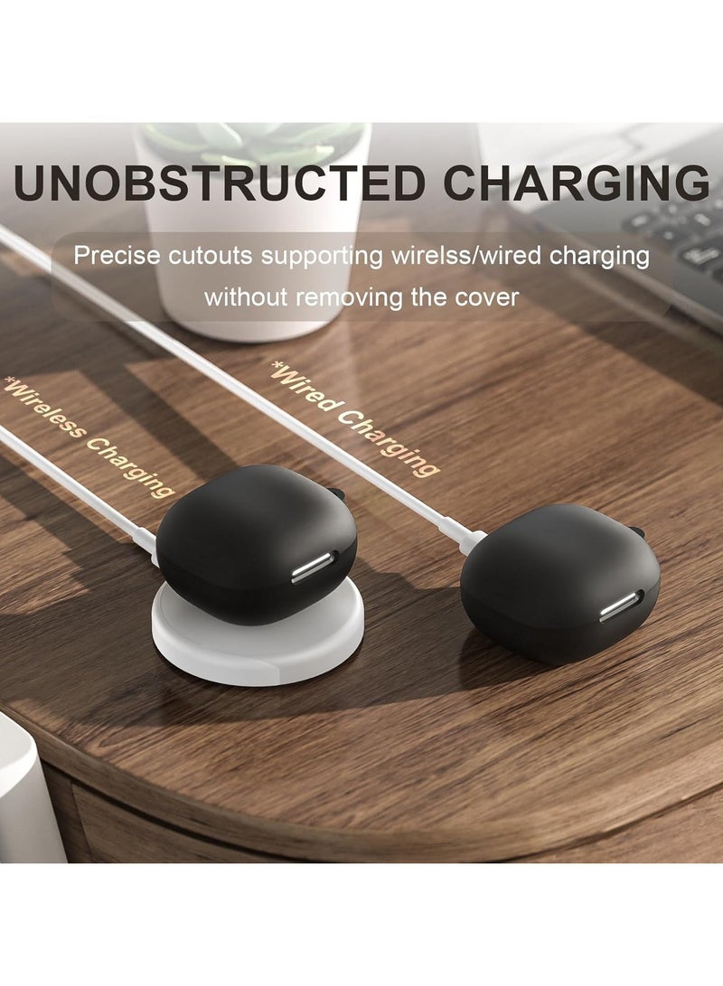 Case Cover Compatible with Anker Soundcore P40i, Soft Silicone Shockproof Protective Skin Case for Soundcore P40i Wireless Earbuds with Carabiner, Front LED Visible - Black - Image 4