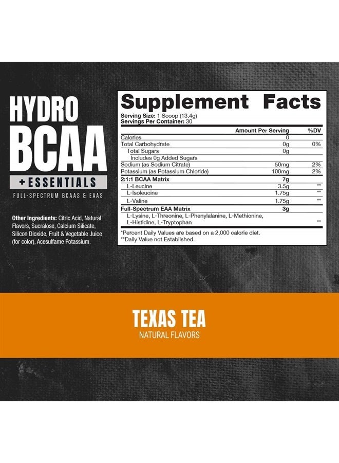 ProSupps ® HydroBCAA® BCAA/EAA Full Spectrum Matrix, 7g BCAAs, 3g EAAS, 0g Sugar, 0g Carbs, (30 Servings, Texas Tea)