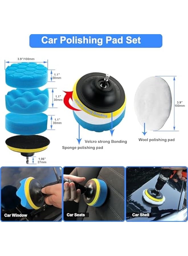 NIBEMINENT 29Pcs Car Detailing Brush Set, Car Detailing Kit, Auto Detail Supplies Tools With Wheel Drill Brush Set, Car Cleaning Kit, Car Polishing Kit, Car Wash Kit for Tires, Wheels, Interior & Exterior  - Image 4