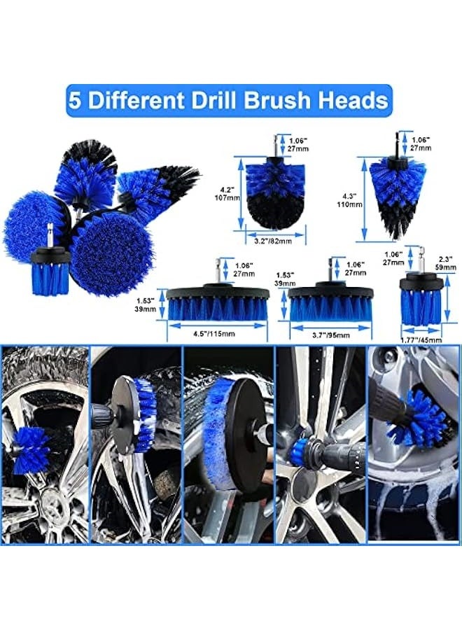 NIBEMINENT 29Pcs Car Detailing Brush Set, Car Detailing Kit, Auto Detail Supplies Tools With Wheel Drill Brush Set, Car Cleaning Kit, Car Polishing Kit, Car Wash Kit for Tires, Wheels, Interior & Exterior  - Image 2