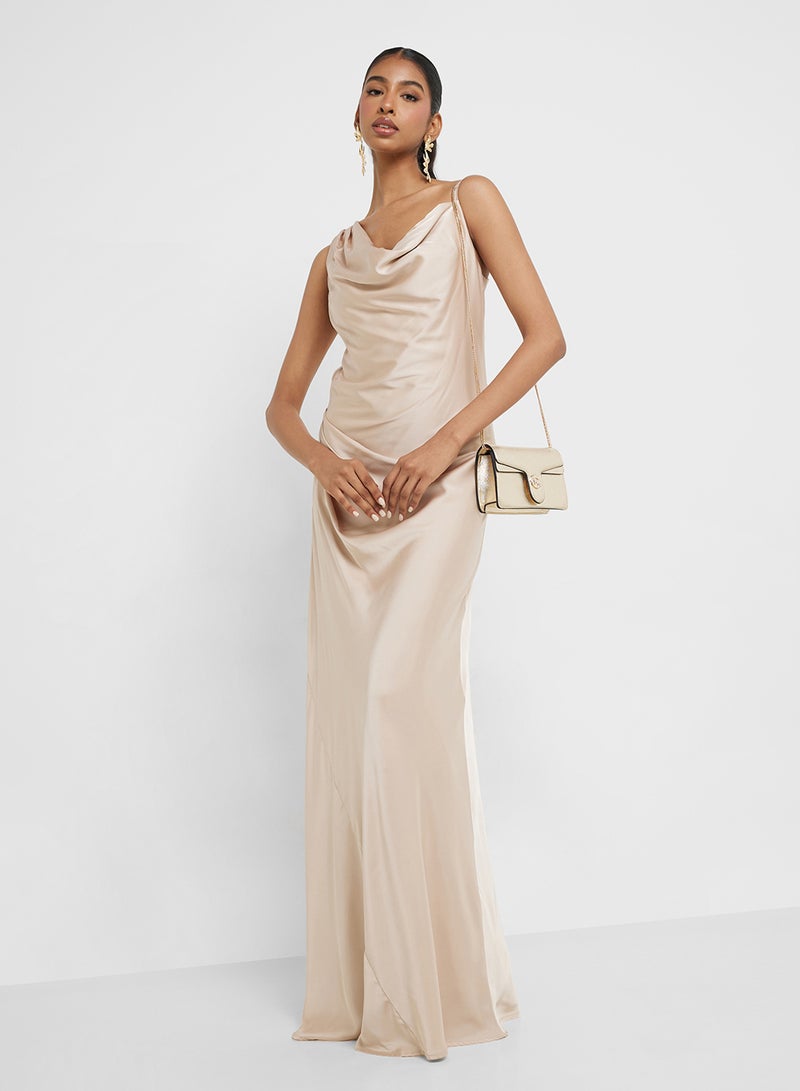 TFNC Satin Cowl Neck Dress - Image 1