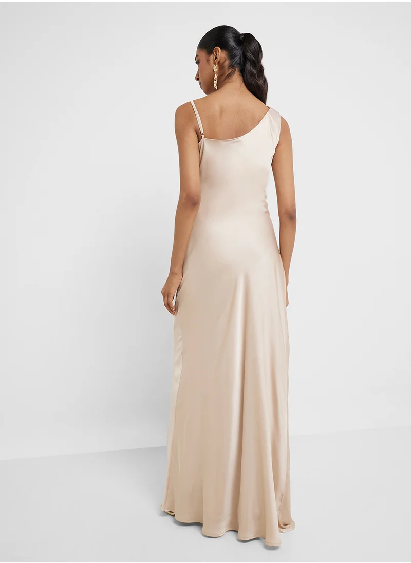 TFNC Asymmetric Satin Maxi Dress