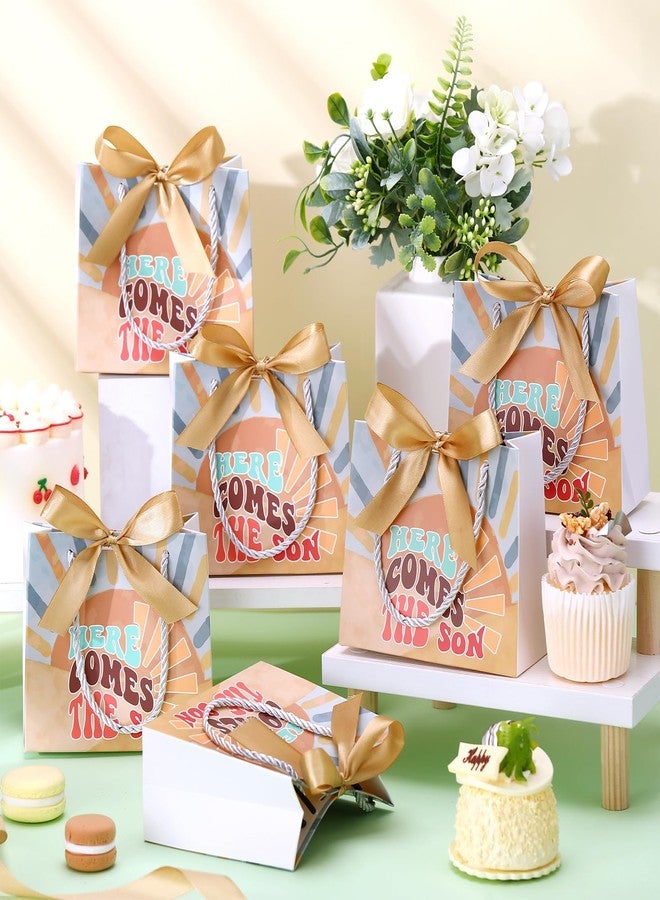 Spakon 25 Sets Here Comes The Son Baby Shower Party Favor Bags Boho Sun Gift Bags with Handles and Bow Ribbons for Baby Shower Birthday Party Decoration Supplies Goodie Souvenirs Treat - Image 4