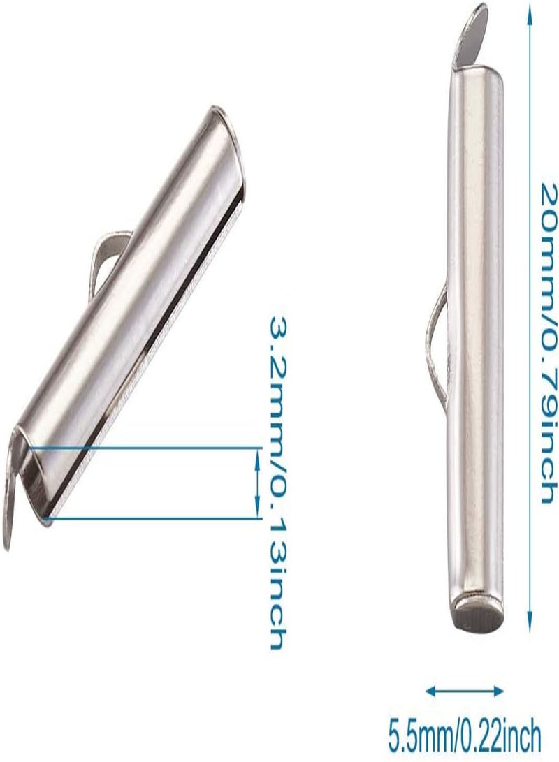 GGOOT Pandahall 50pcs Iron Slide On End Clasp Tubes Slider End Caps Crimp End Tube for Round 11/0 or 8/0 Seed Beads Platinum (20mm) - Image 5