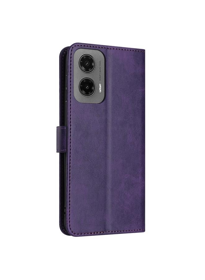 erorex Case For Motorola Moto G35 Solid Calf Texture Flip Leather Phone Case - Image 3