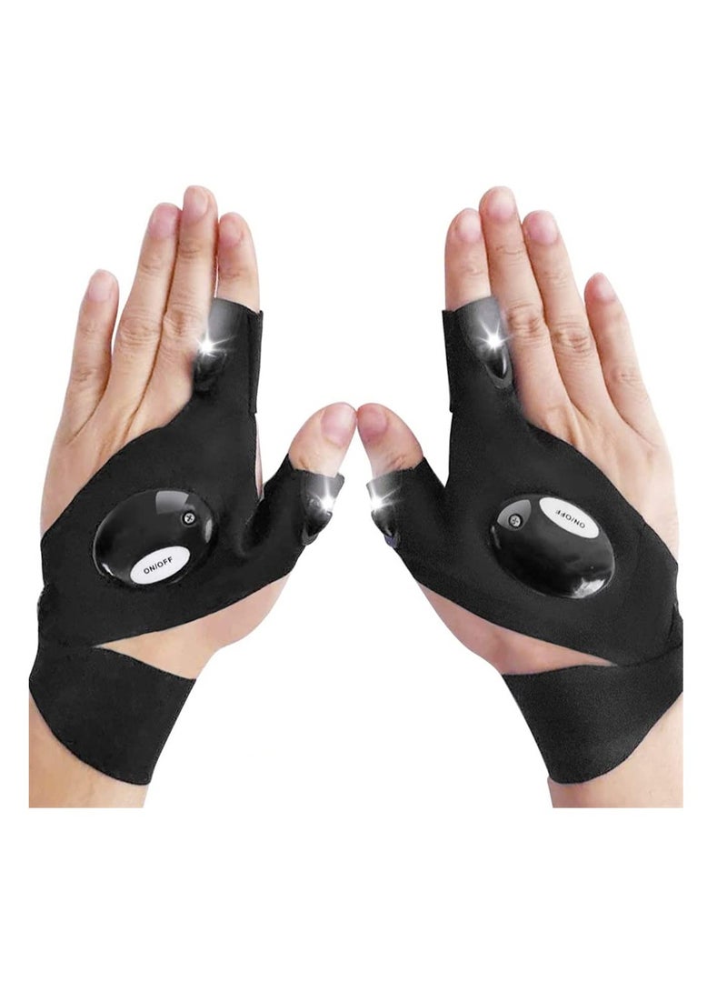 SYOSI LED Flashlight Gloves, Cool Gadgets Birthday Gifts for Boyfriend Hands-Free Lights Fingerless Gloves for Car Repairing, Night Fishing, Running, Camping, Hiking, Gifts for Men Him Dad - Image 1