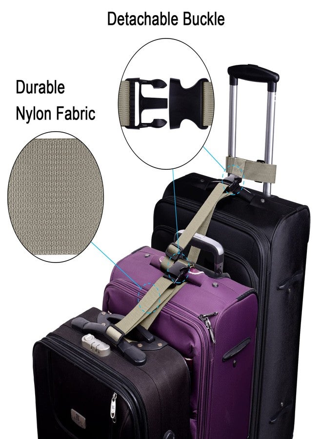 Wisdompro 2 Pcs Add a Bag Luggage Strap, Heavy Duty Adjustable Suitcase Belt Travel Attachment Travel Accessories for Connecting Your Luggage Together - Khaki (T-Type and Normal) - Image 2