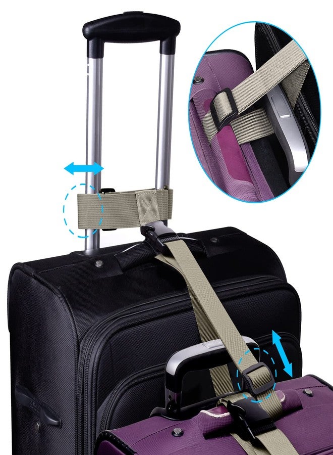 Wisdompro 2 Pcs Add a Bag Luggage Strap, Heavy Duty Adjustable Suitcase Belt Travel Attachment Travel Accessories for Connecting Your Luggage Together - Khaki (T-Type and Normal) - Image 4