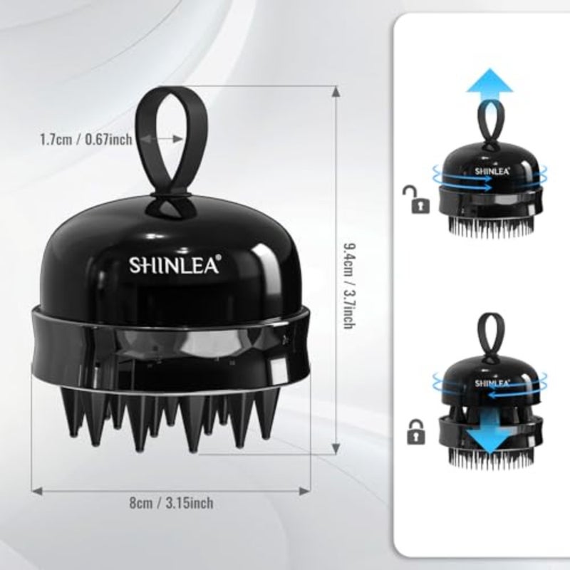 2 in 1 Scalp Massager Hair Growth, Scalp Scrubber with Soft Silicone Bristles for Dandruff Removal, Shampoo Brush for Exfoliation, Head Massager for Both Wet and Dry Use Black - Image 5
