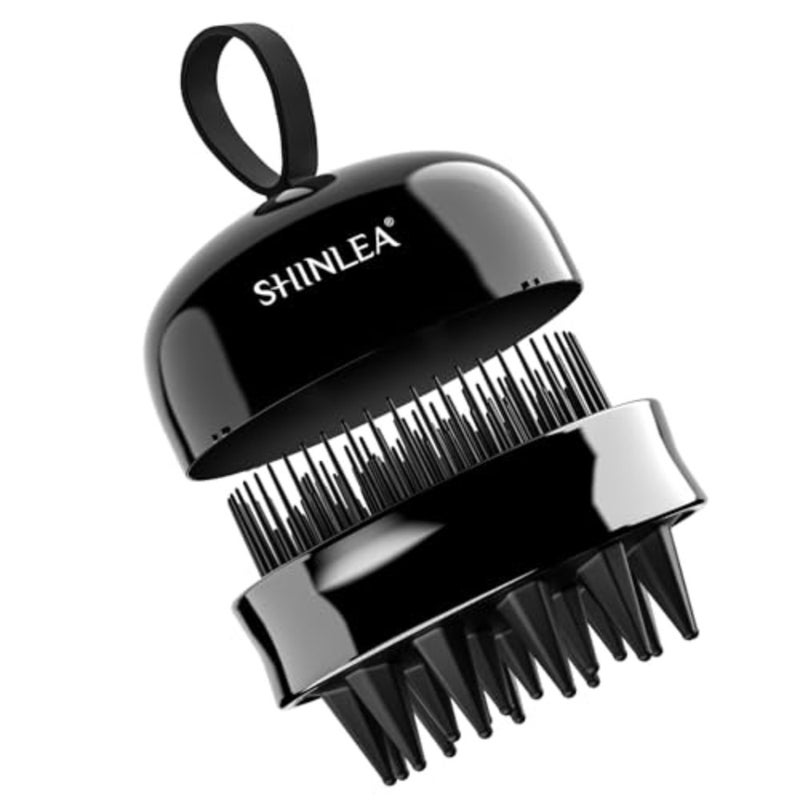 2 in 1 Scalp Massager Hair Growth, Scalp Scrubber with Soft Silicone Bristles for Dandruff Removal, Shampoo Brush for Exfoliation, Head Massager for Both Wet and Dry Use Black - Image 1
