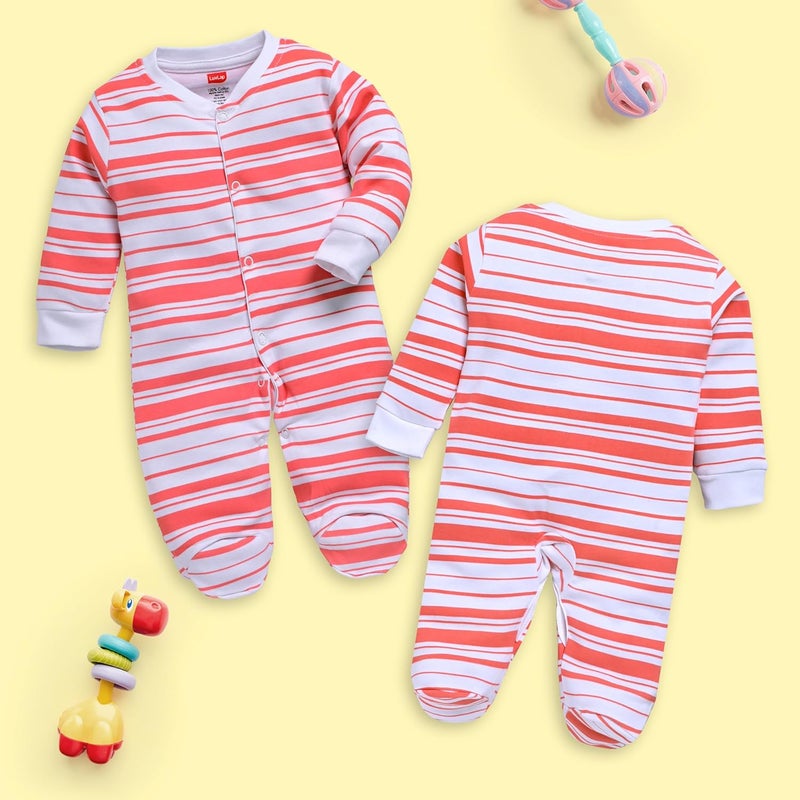 LuvLap Unisex Full Sleeve Rompers Set - 3 Pack, Multicolour, 9-12 Months - Image 4