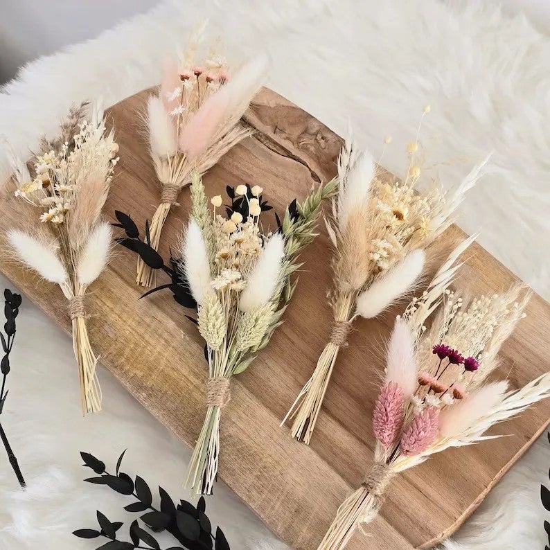 Bluejw Natural Dried Flowers Bouquet Mini, Crochet Flower Arrangement, Small Dried Plant Decor Gift for Women - Image 2