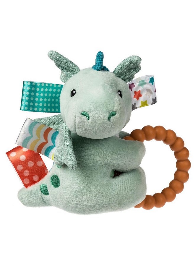 Taggies Soft Baby Rattle with Soothing Teether Ring and Sensory Tags, 6-Inches, Drax Dragon - Image 1