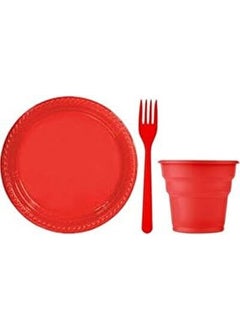 Mert Ambalaj Party Set PLATE, FORK, GLASS 25 Pack Red 