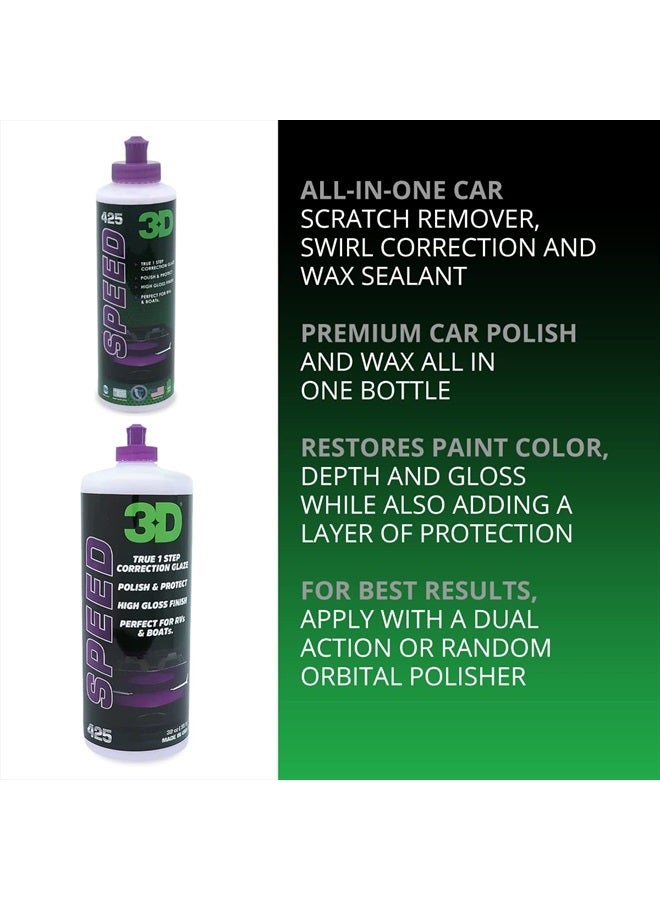 Speed Car Polish & Wax – 8oz – All-In-One Scratch Remover & Swirl Correction with Wax Protection