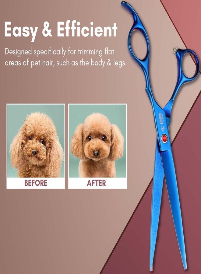 Beauté Secrets Hair Cutting Scissors 7 Inches Professional Dog Cat Grooming Shears with Round Blunt Tip Stainless Steel, Dog Curved Scissors for Grooming Cats Dogs Grooming Tools, Blue (Straight) - Image 5