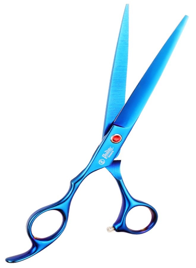 Beauté Secrets Hair Cutting Scissors 7 Inches Professional Dog Cat Grooming Shears with Round Blunt Tip Stainless Steel, Dog Curved Scissors for Grooming Cats Dogs Grooming Tools, Blue (Straight) - Image 1