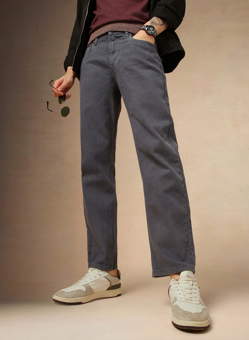 Dennis Lingo Men's Grey Straight Fit Jeans - Sleek and Versatile Denim  - Image 1